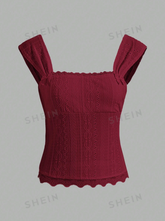Lace Trim Bow Detail Wide Strap Top